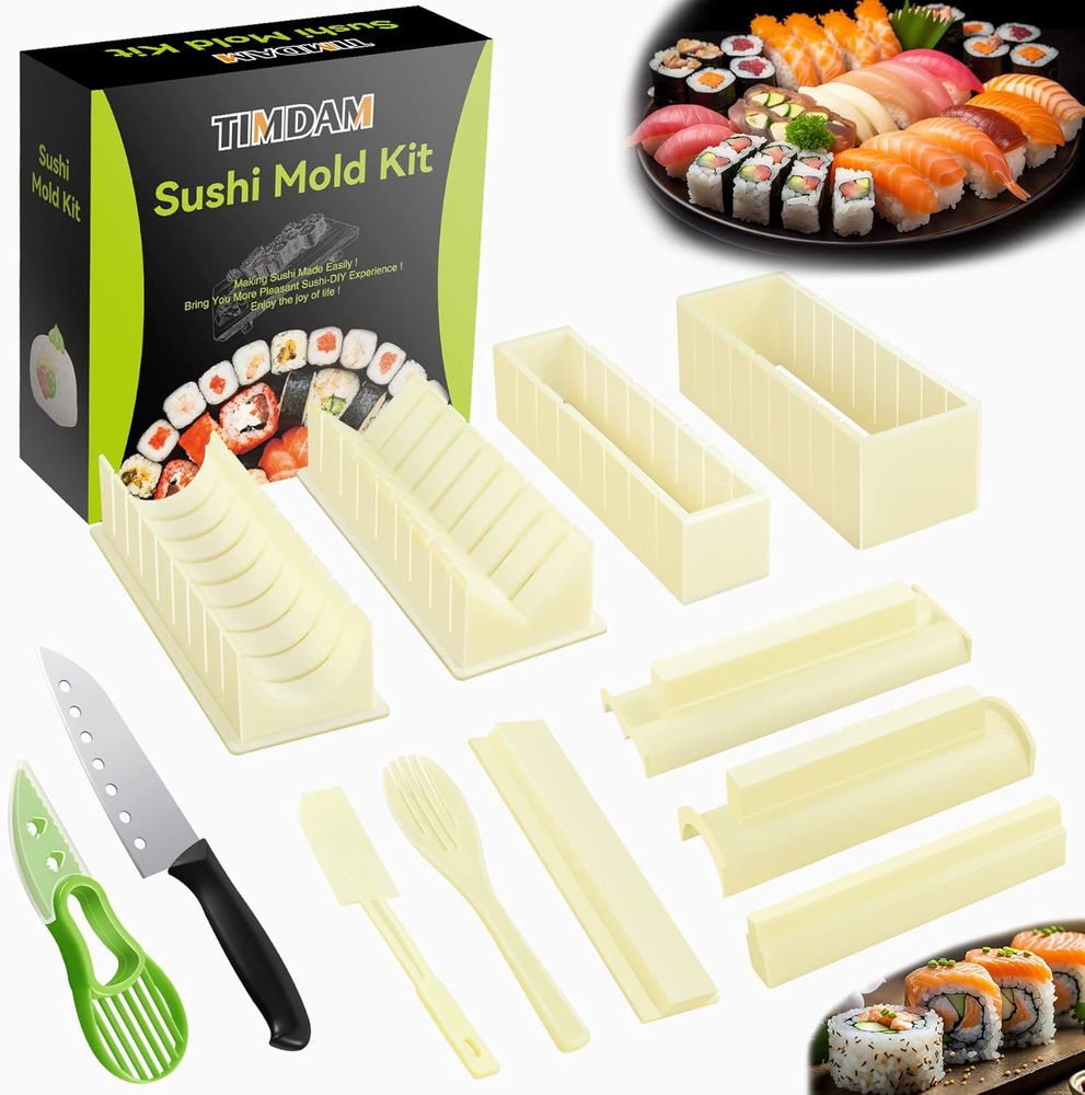 12-Piece Sushi Making Kit with Rice Mold and Press