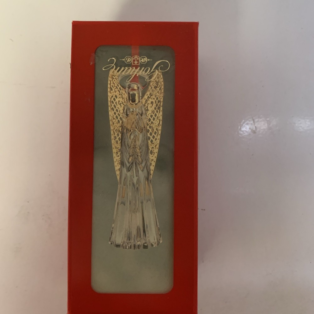 Vintage Gorham Lead Crystal Angel With Gold Wings Ornament West Germany Boxed