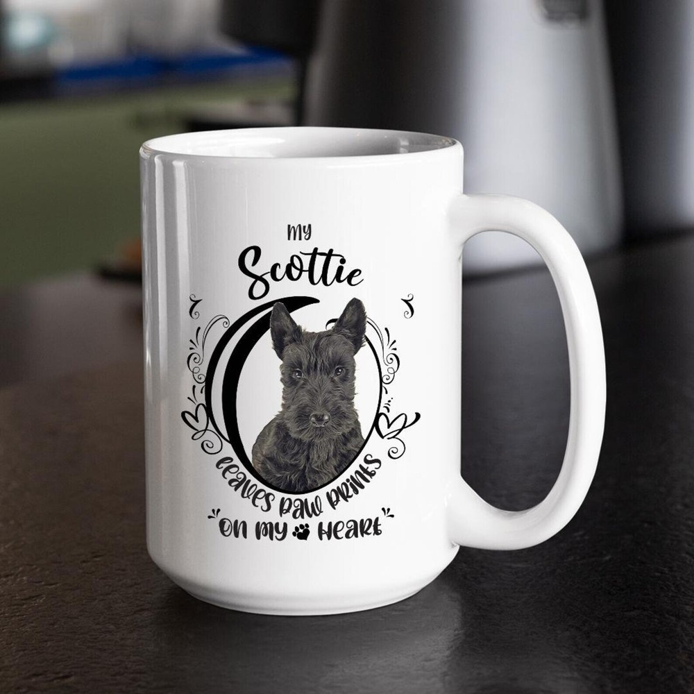 Scottie Dog Coffee Mug Paw Prints Gift for Grandma Mother's Day