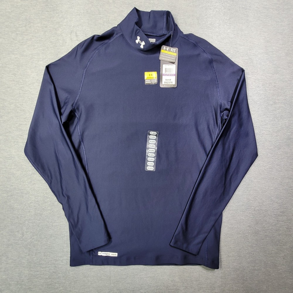 Under Armour Mens 2XL Navy Mock Compression Cold Gear Shirt NWT