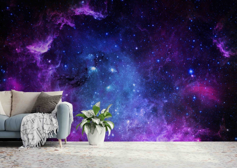 3D Space Purple Nebula Wall Murals Wallpaper Murals Wall Sticker