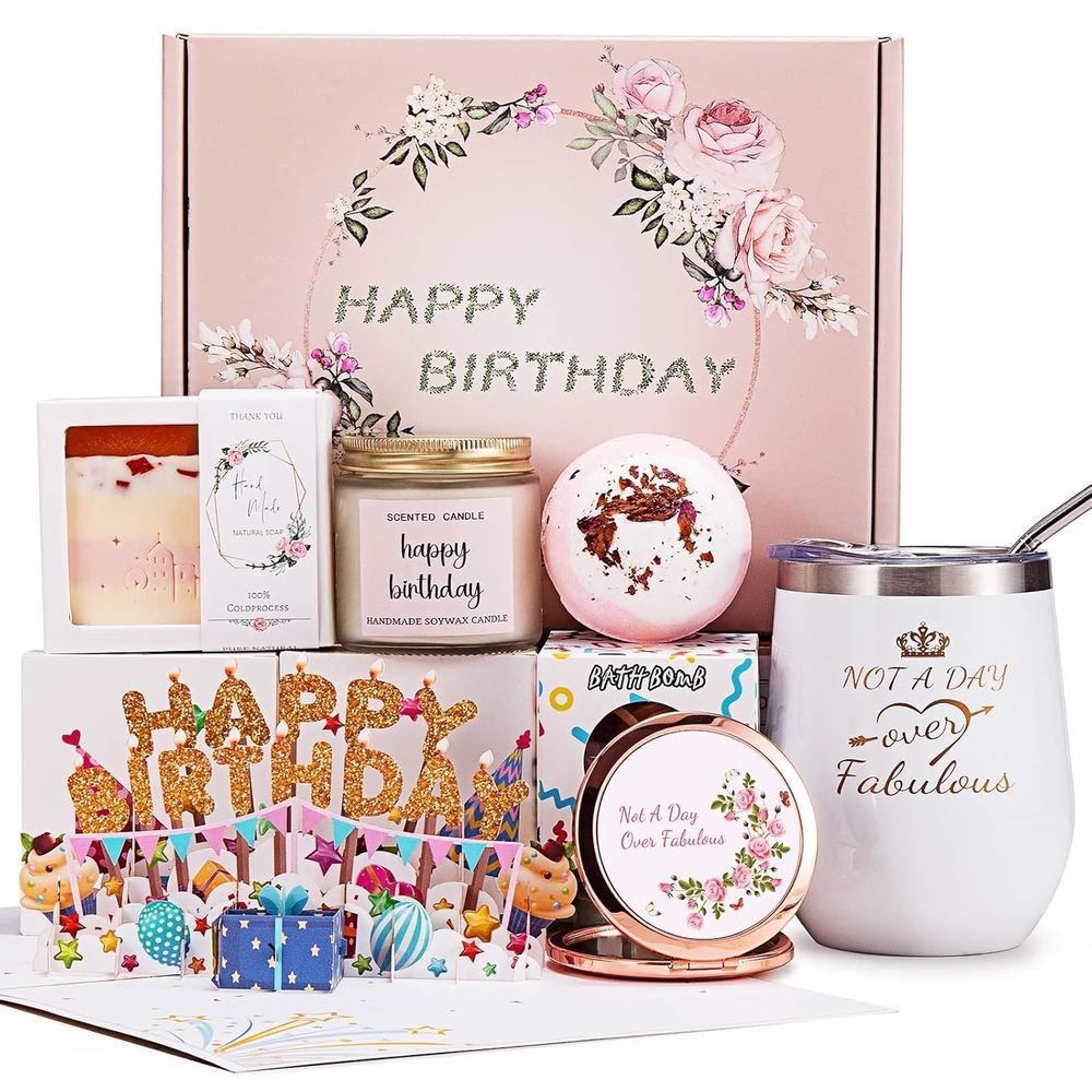 Relaxing Spa Birthday Gift Basket for Women - Happy Bath Set
