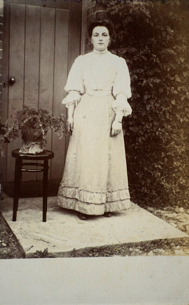 Postcard Woman Lady Portrait Hairstyle Chair Long Dress Edwardian Fashion RPPC