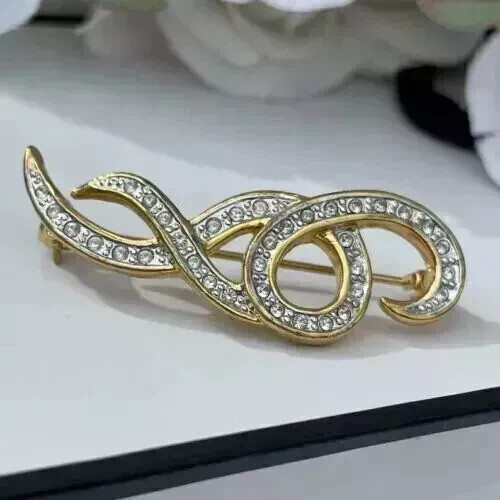 1.50 Ct Round Cut Simulated Diamond Infinity Brooch Pin 14K Yellow Gold Plated
