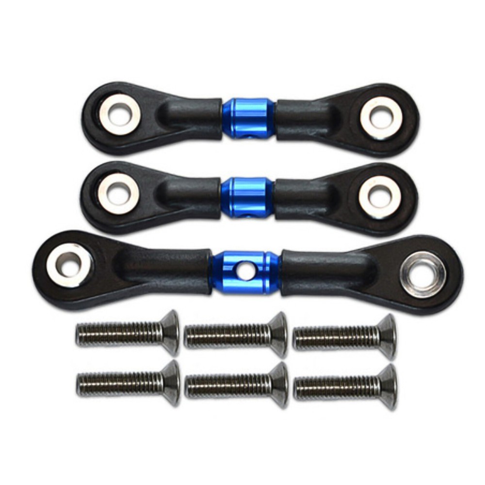 3x Adjustable Steering Link Rod Tie Rods for Tamiya TT02 TT02T 1/10 RC Car Upgrades