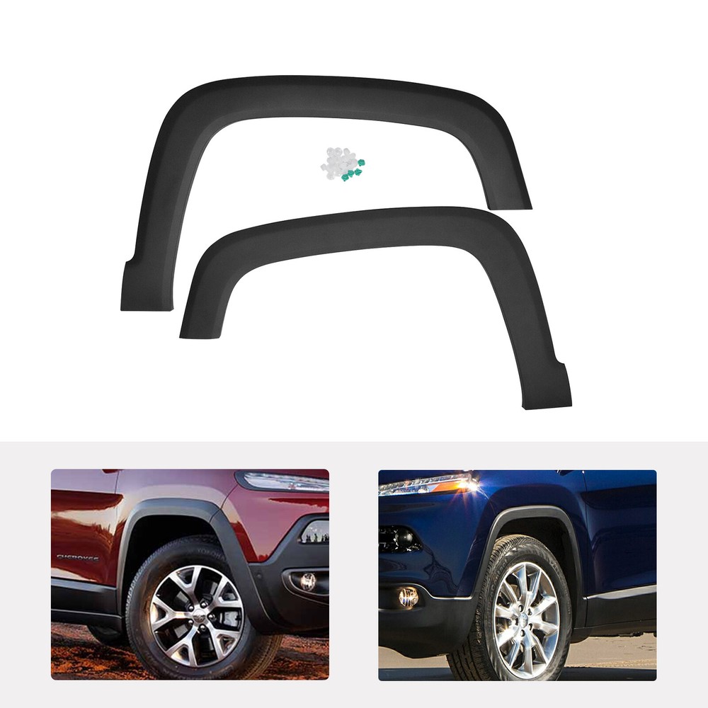 Black Front Left+Right 2Pcs Fender Flares Set For 2014-2018 Jeep Cherokee