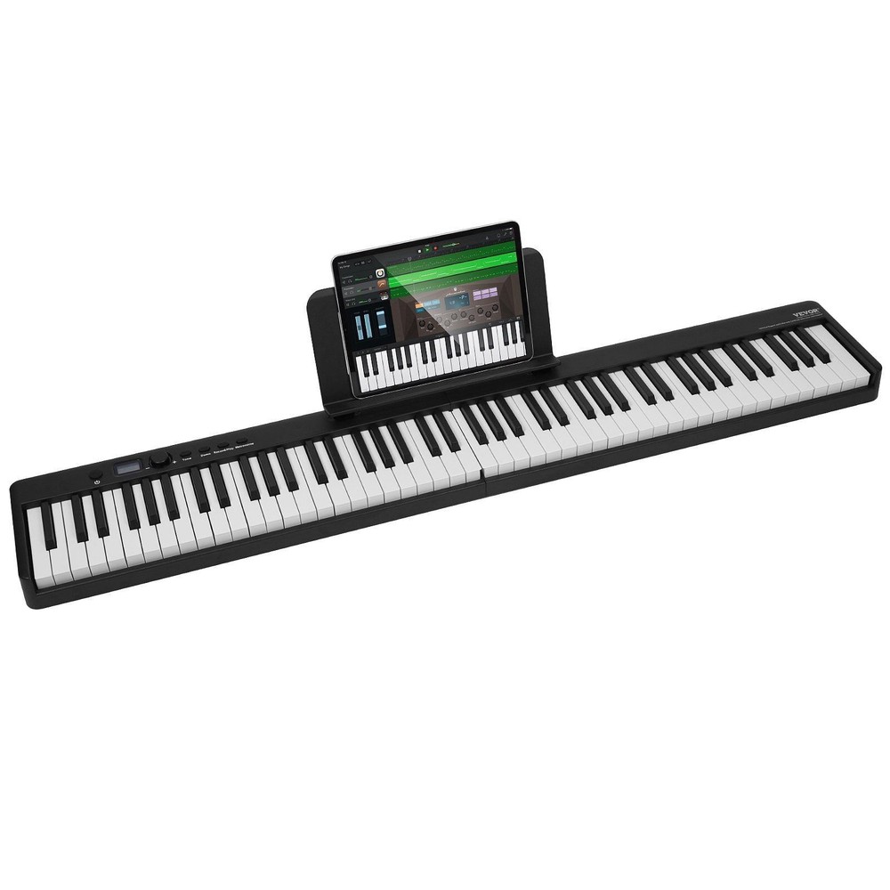 VEVOR 88-Key Folding Bluetooth MIDI Keyboard Piano Portable and Compact in Black