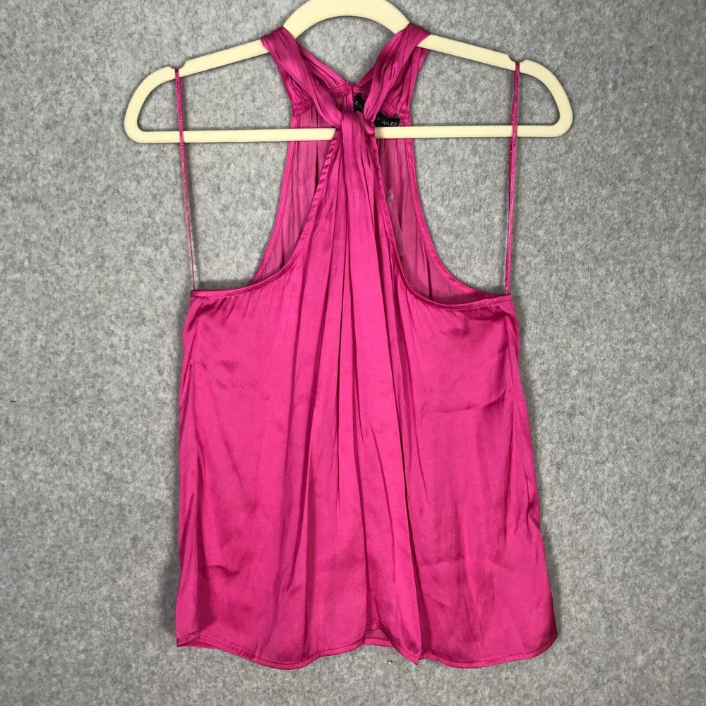 Sincerely Jules Top Women Medium Pink Satin Halter Blouse Tank Dressy Corp Party