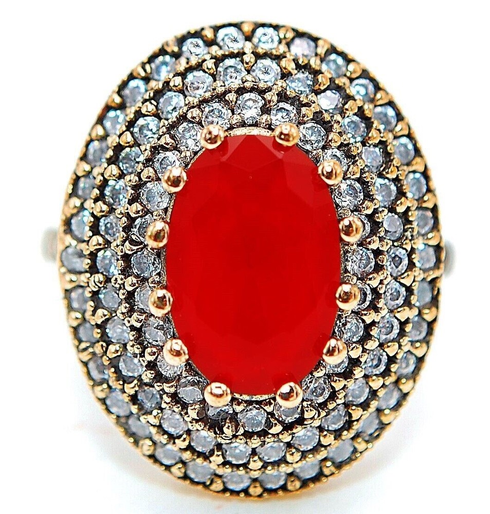 Sterling Silver Ottoman Empire Style 6CT Garnet Topaz Ring Size 9 HB1-7