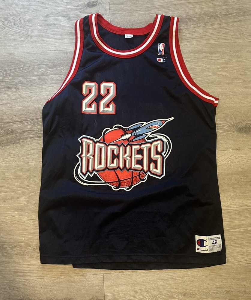Clyde Drexler Champion Houston Rockets Jersey Size 48 Vintage swingman