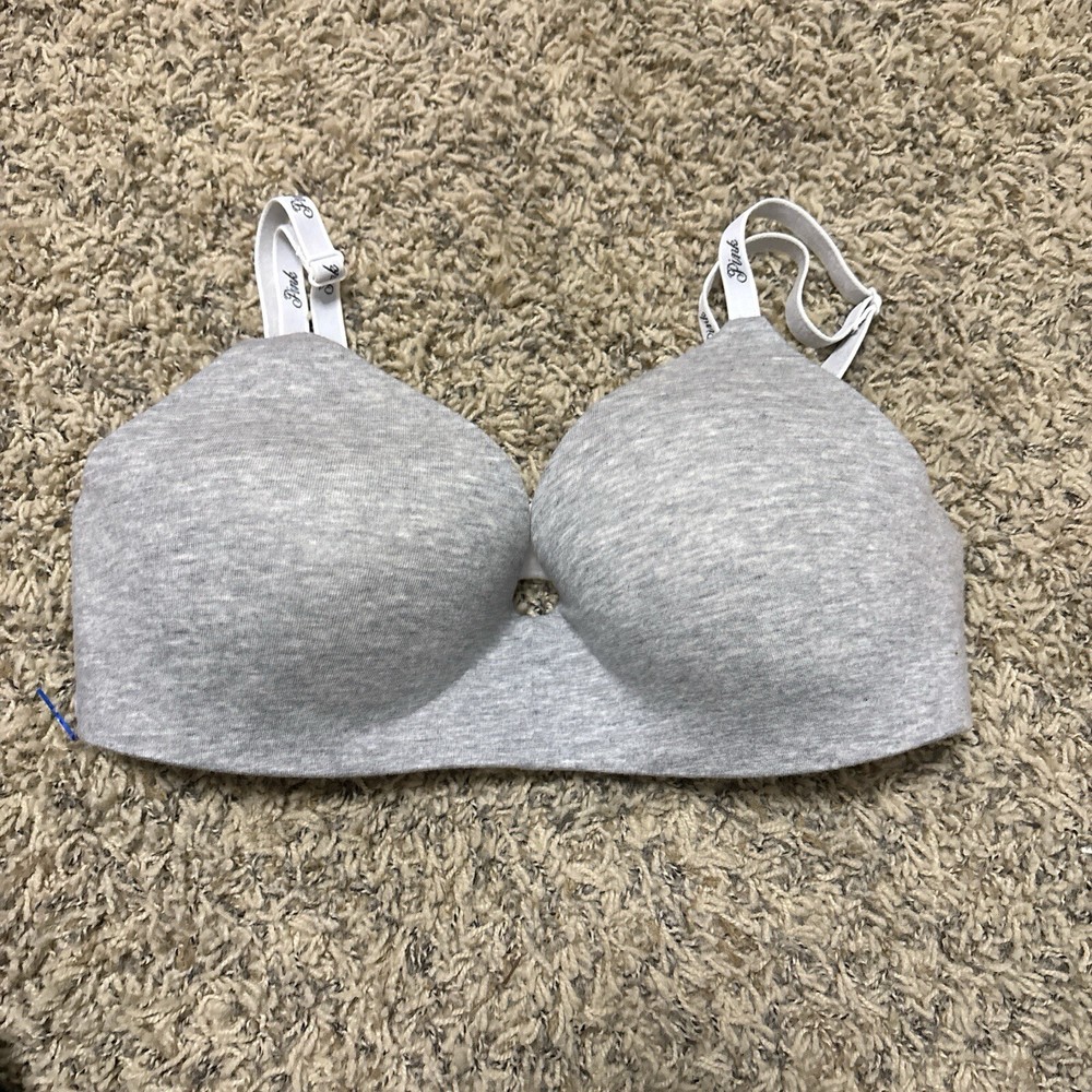 PINK Victoria's Secret Gray 34D Wear Everywhere Wireless Cotton Light Line Bra