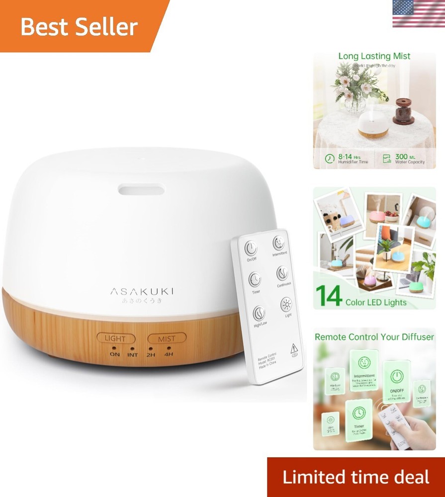 Essential Oil Diffuser, Ultrasonic Aromatherapy Oil Humidifier with 7 Colors ...