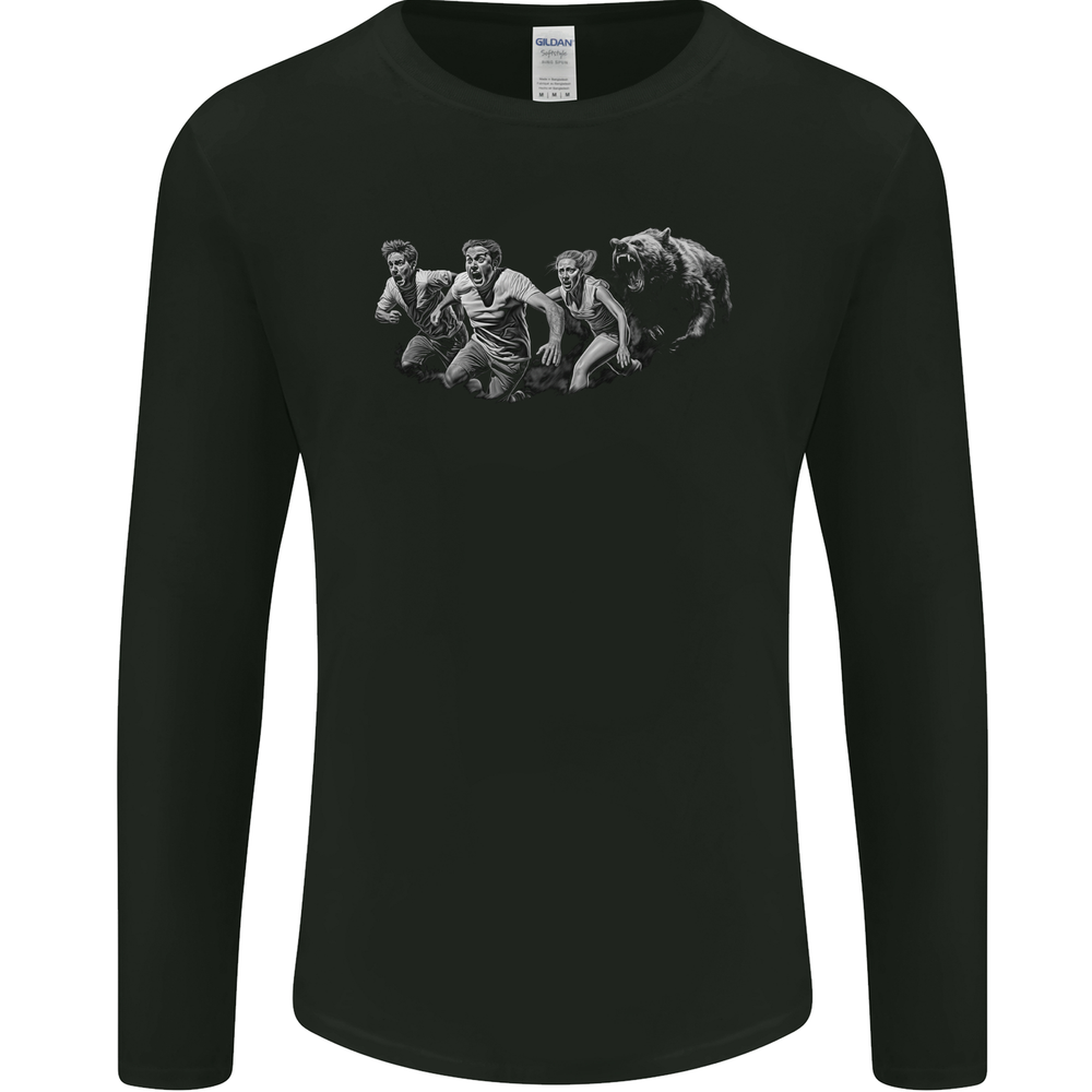 Grizzly Bear Design Mens Hiking Camping Long Sleeve T-Shirt