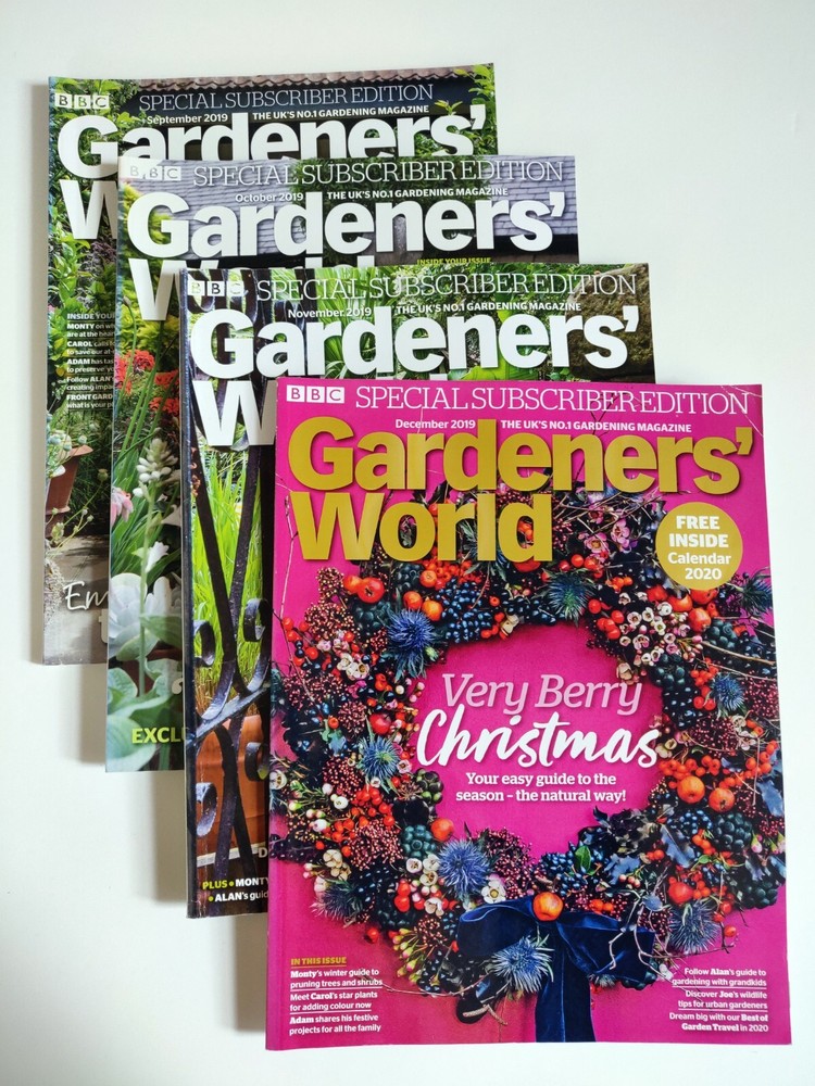 4 x Gardeners' World Magazines 2019 Winter Bundle - September to December 2019