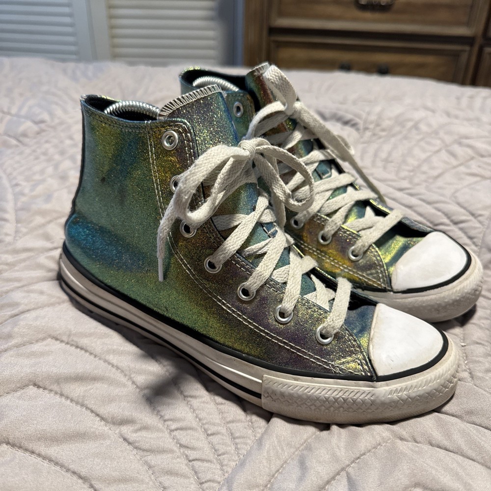 Converse Chuck Taylor All Star High Top Teal Metallic Sneakers women 5.5