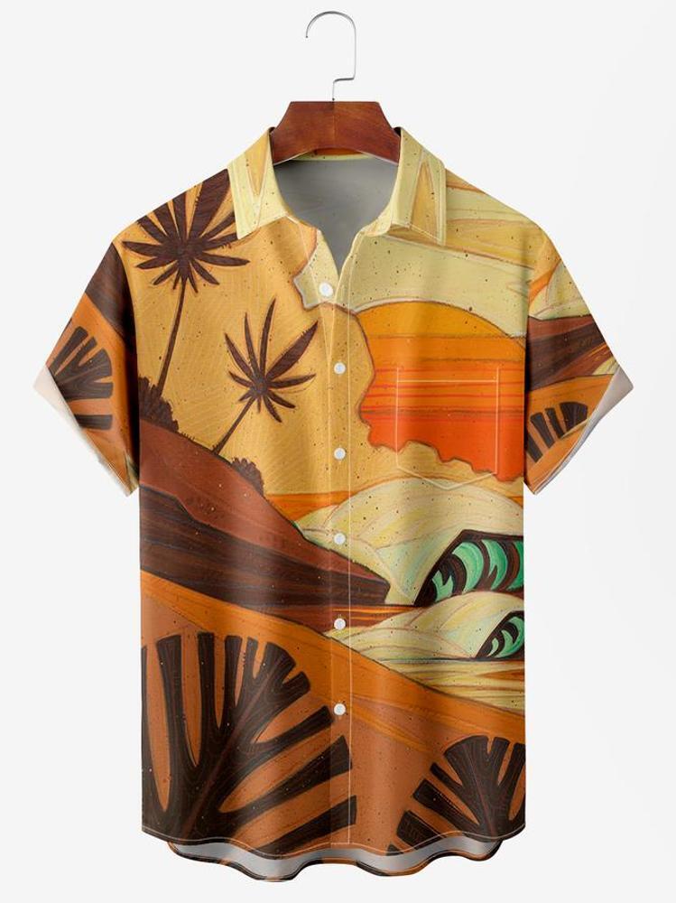 Men's Ocean Coconut Print Anti-Wrinkle Moisture-Wicking Fashion Hawaiian Shirt