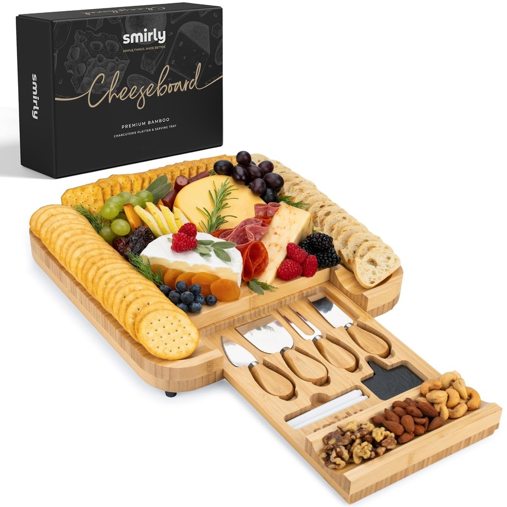 Charcuterie Boards Gift Set: Charcuterie Board Set, Bamboo Cheese Board Set -...