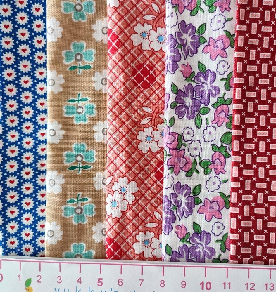 USA Cotton 30s Reprint Fabric Set - 5 Sheets 23x27cm
