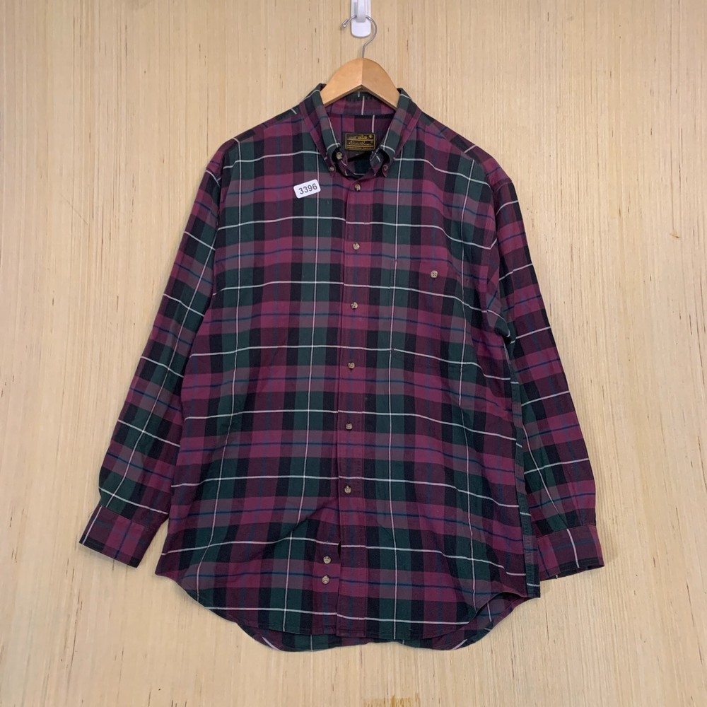 Vintage Eddie Bauer Button Up Shirt Adult Medium Multi Color Long Sleeve Men's