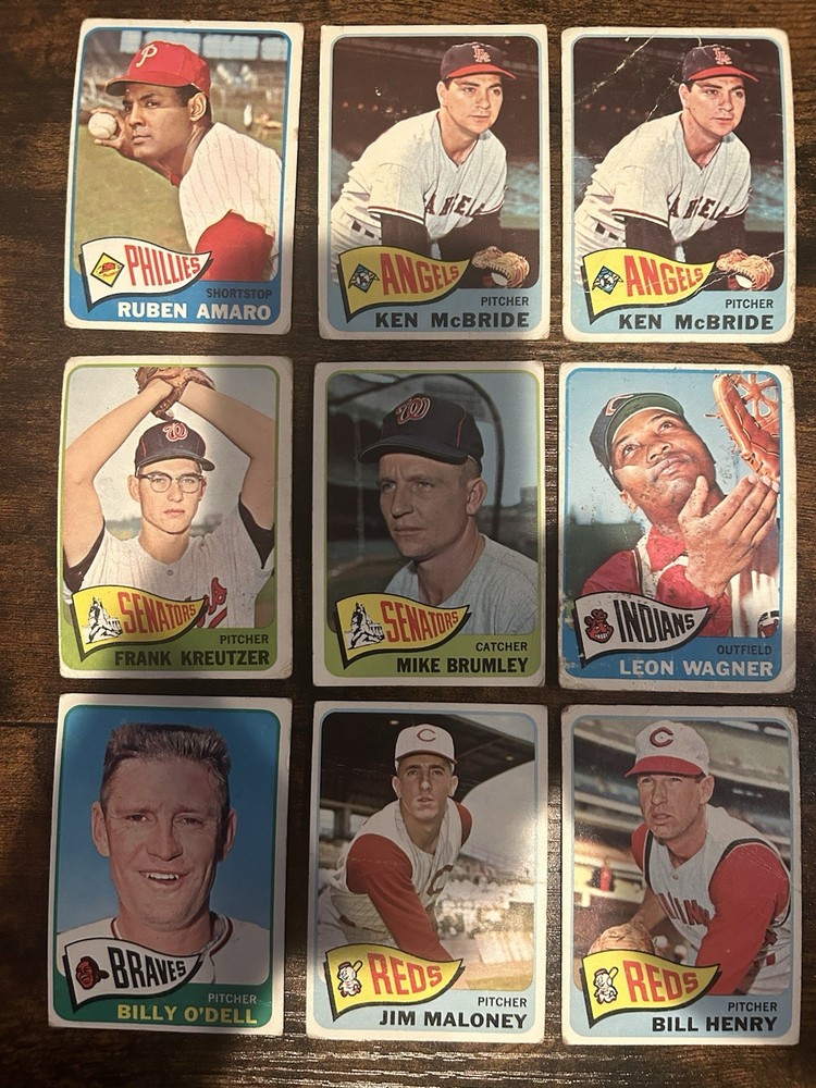 LOT OF 9 TOPPS 1965 BASEBALL CARDS - VG/EX Condition -