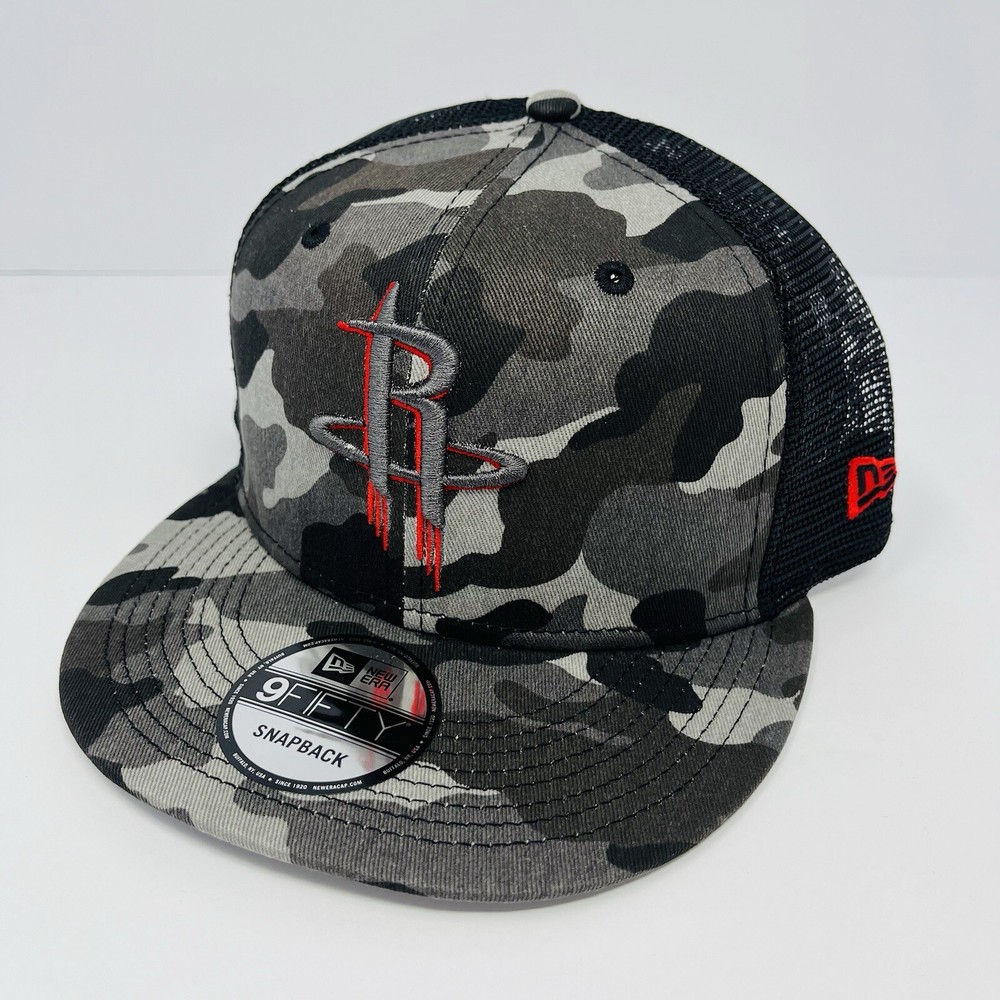 New Era 9FIFTY NBA Houston Rockets Mens Snapback Hat Cap Gray Black Camo NWT