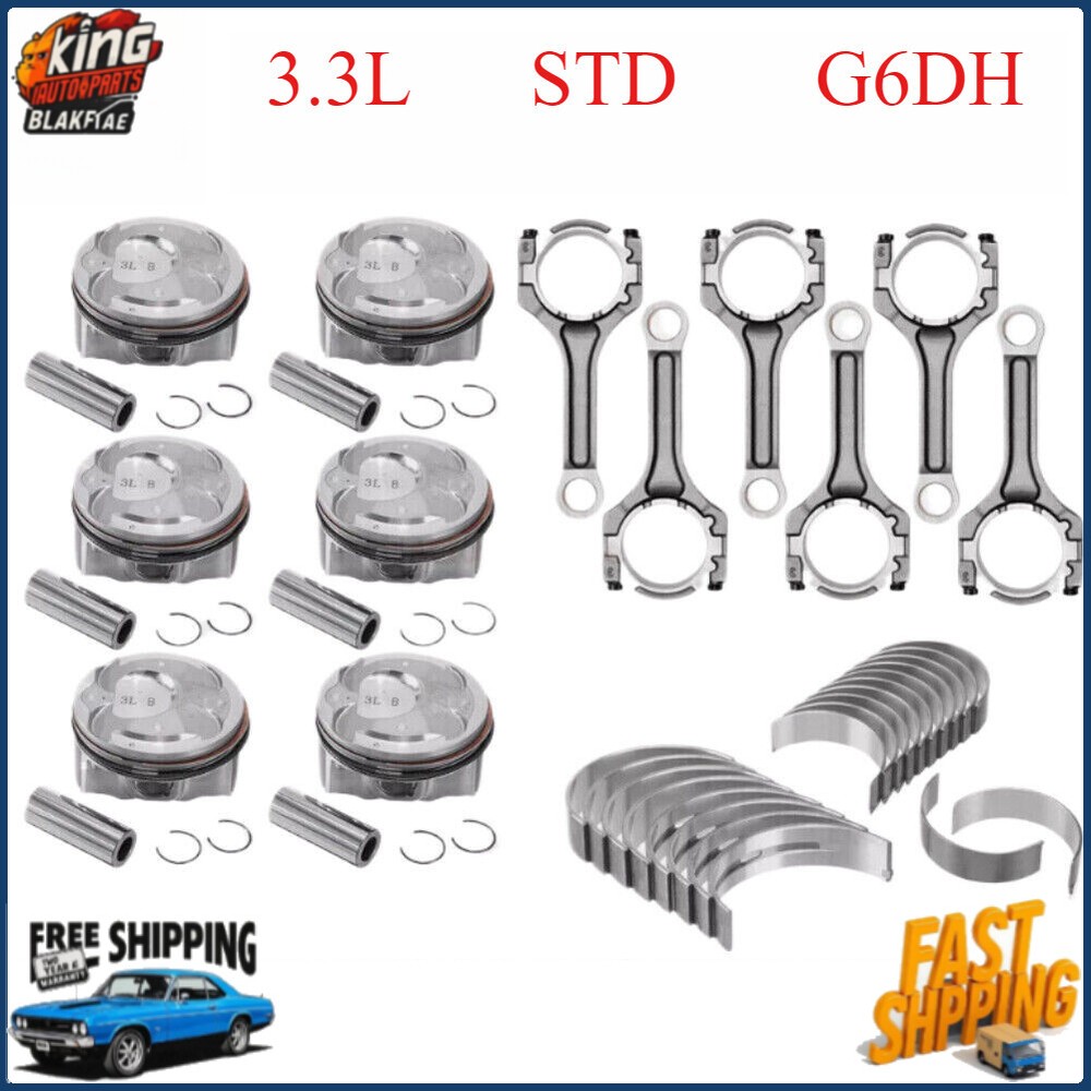 3.3L Engine Rebuild Kit for Kia Hyundai - Rods Pistons Rings Bearings