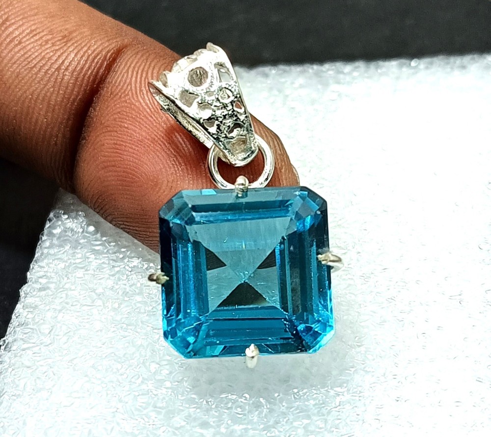 Certified 31.70 + Natural Paraiba Tourmaline 925 Silver Pendant Loose Gemstone