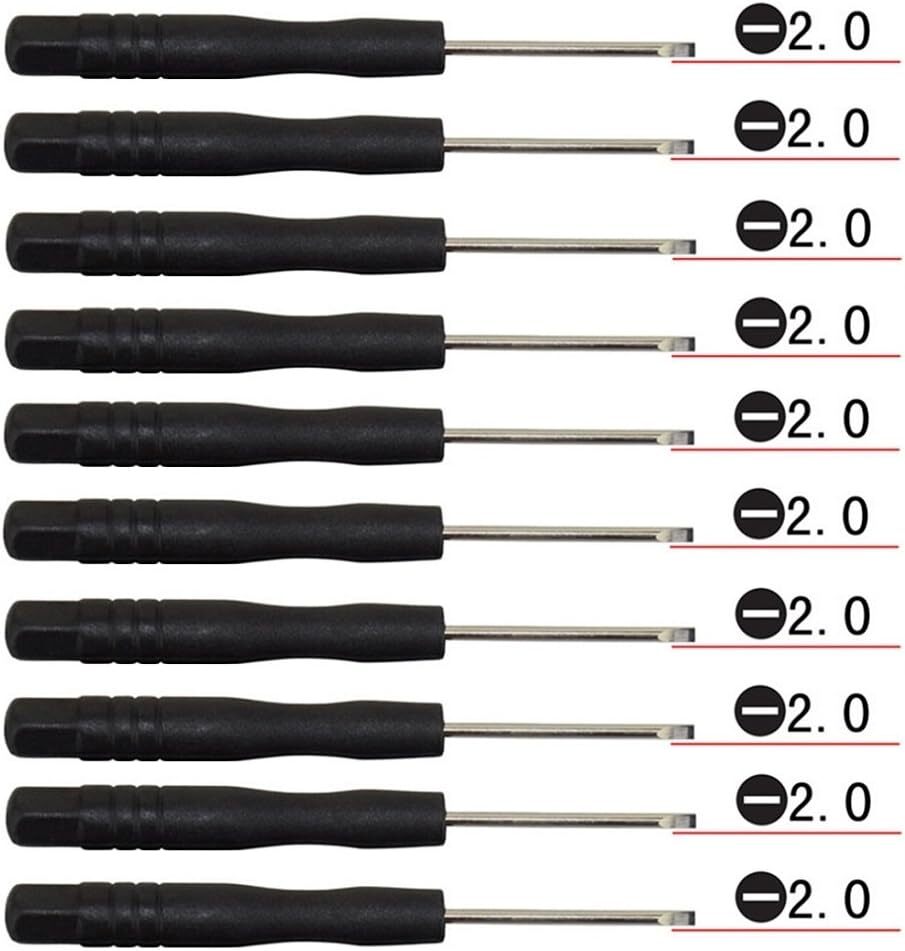 10-Piece 2.0mm Slotted Flat Head Mini Screwdriver Set for Phones and Tablets