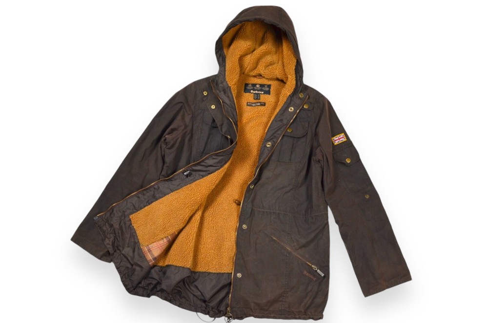 Women's Barbour Winter Force Parka Jacket Olive Hooded England Size 16