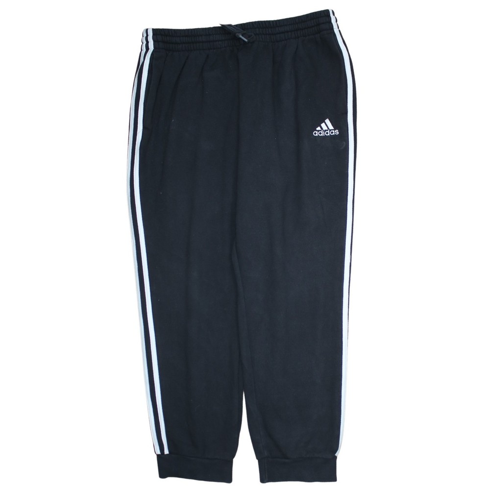 Adidas Mens Joggers Black Nylon Three Stripe Elastic Waist Tapered Track XL