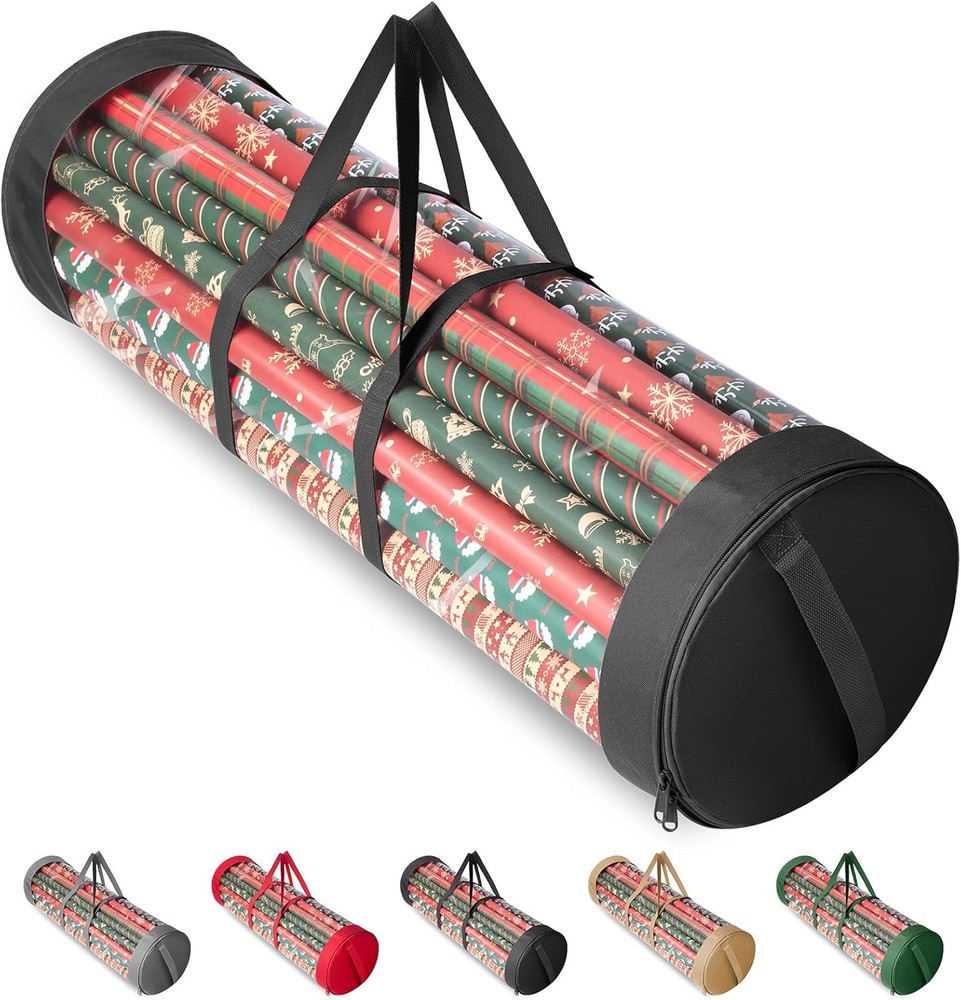 BALEINE 41-Inch Black Christmas Gift Wrapping Paper Storage Organizer