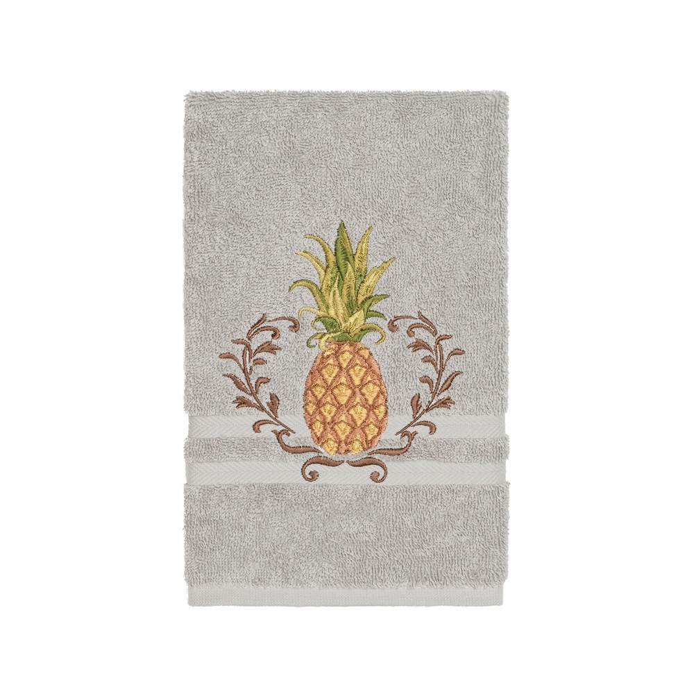 Luxury Turkish Cotton Pineapple Embroidered Grey Hand Towel for Spa & Hotel