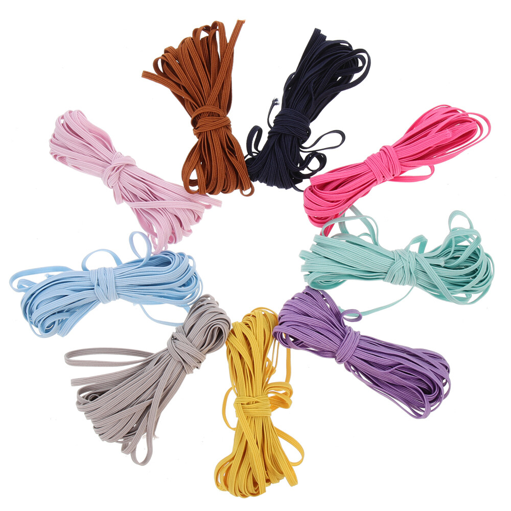 9 Pcs DIY Flat Elastic Bands for Crafting and Sewing Clothes