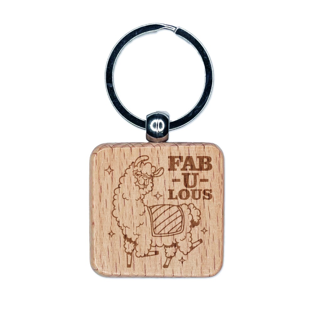 Fabuloso Descarado Alpaca Grabado Madera Grabada Llavero Etiqueta Dije