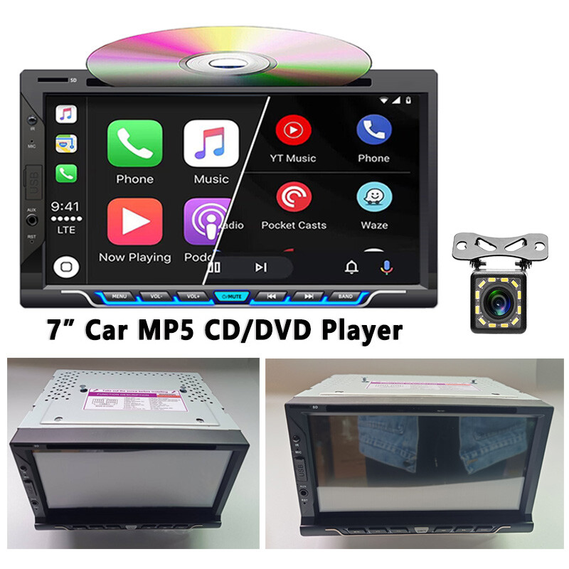 7-inch 2DIN Touchscreen Bluetooth Car Stereo with CarPlay DVD Camera-image