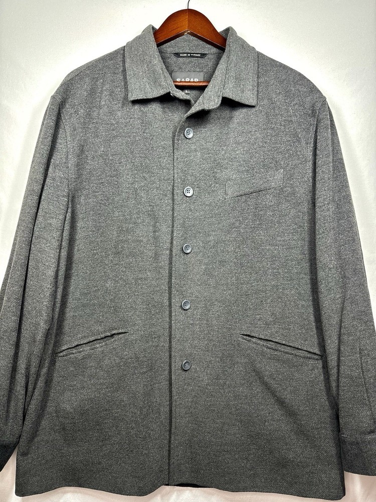 Sarar Men’s Gray Button-Down Shirt Jacket Sz Large Made in Turkey