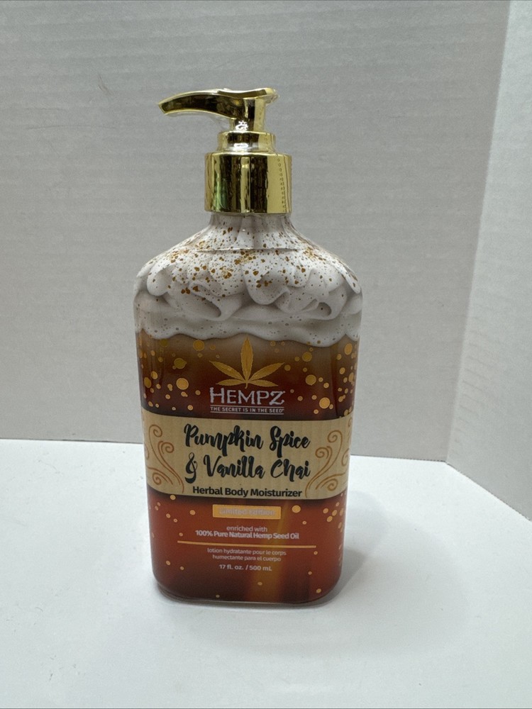 HEMPZ PUMPKIN SPICE & VANILLA CHAI HERBAL BODY MOISTURIZER 17oz LIMITED EDITION