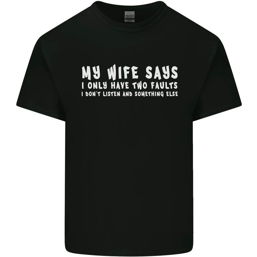 My Wife Says Funny Sarcastic Husband Couple Mens Cotton T-Shirt Tee Top