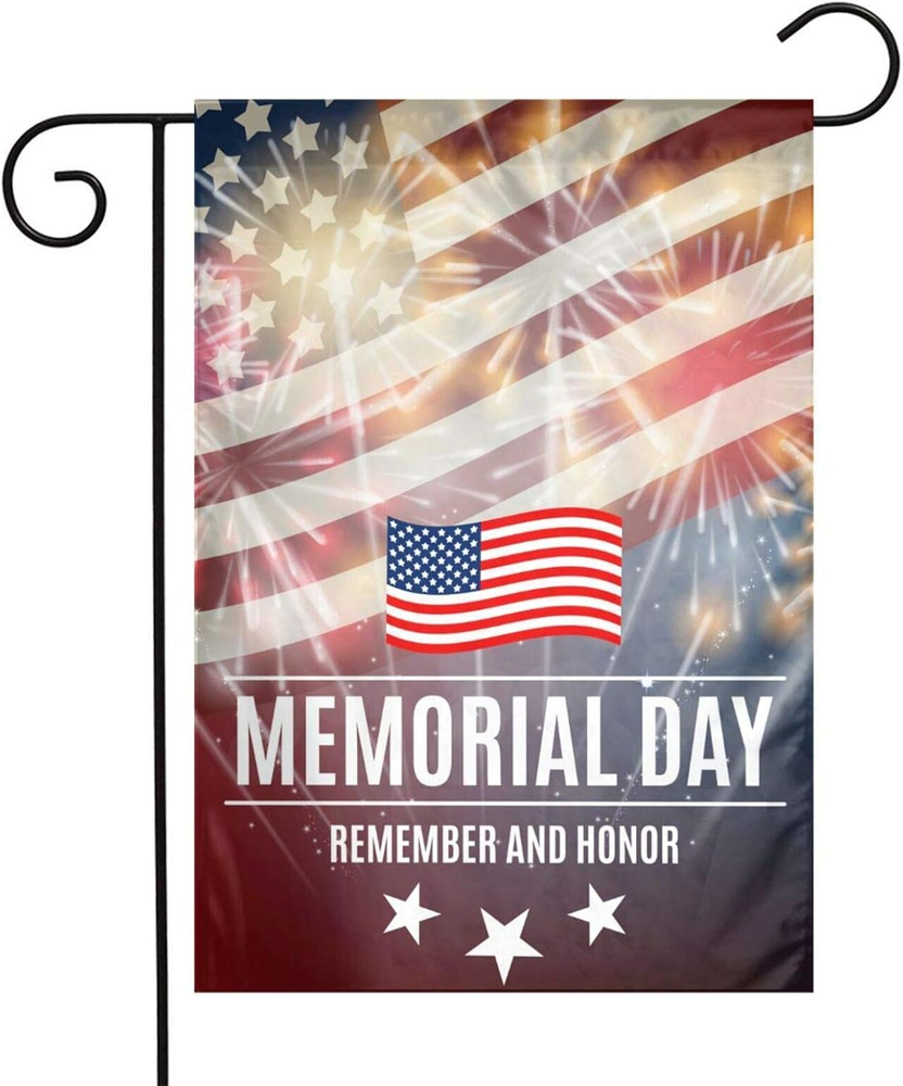 Memorial Day Garden Flag 12 X 18 Support Motivational Flags for House Lawn Garde
