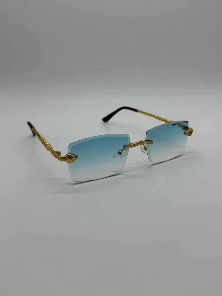 Cartier Piccadilly Sunglasses Gold Frame Blue Diamond Lenses CT0092O