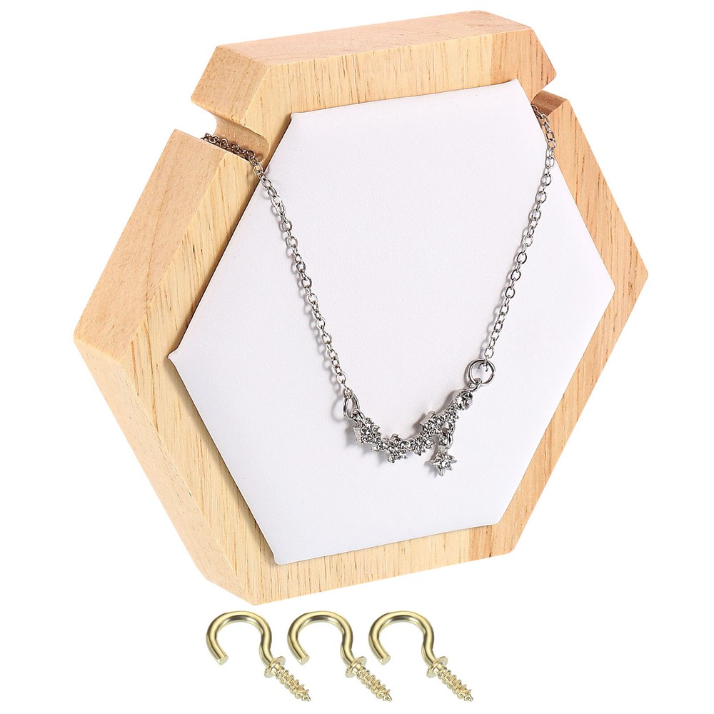Hexagon Necklace Display Stands Jewelry Organizer Holder White