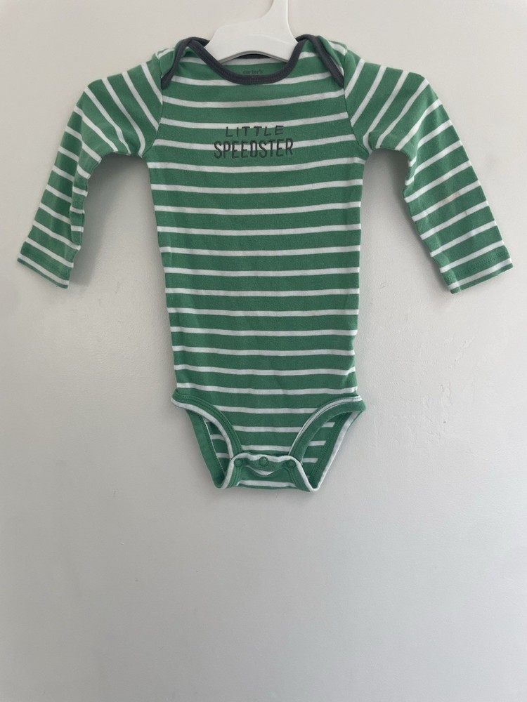 Carter's Baby Boy Little Speedster Striped Cotton Long Sleeve Bodysuit Green 12M