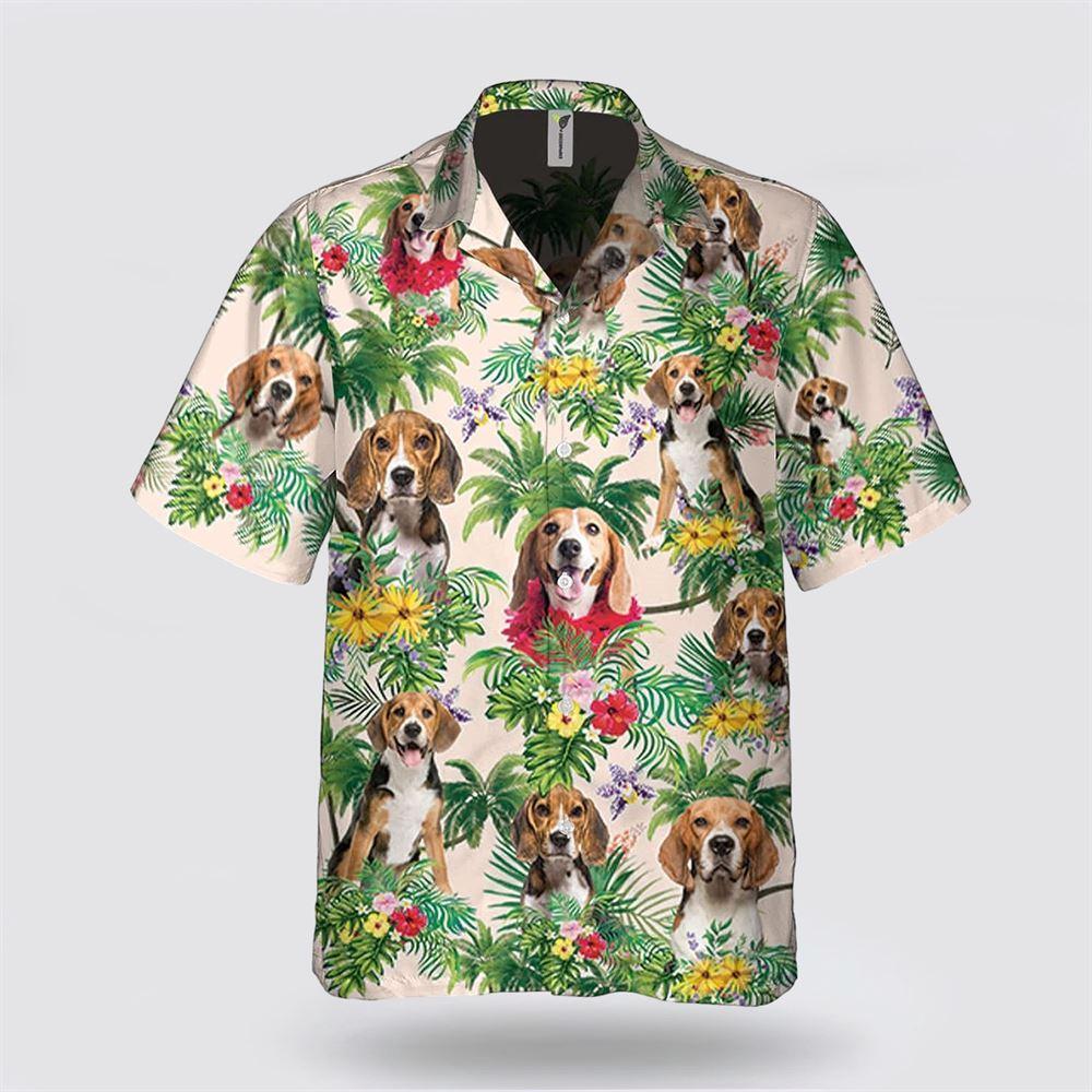 Beagle Dog Flower Leaves Tropic Pattern Hawaiian Shirt Perfect Gift For Pet Lovers