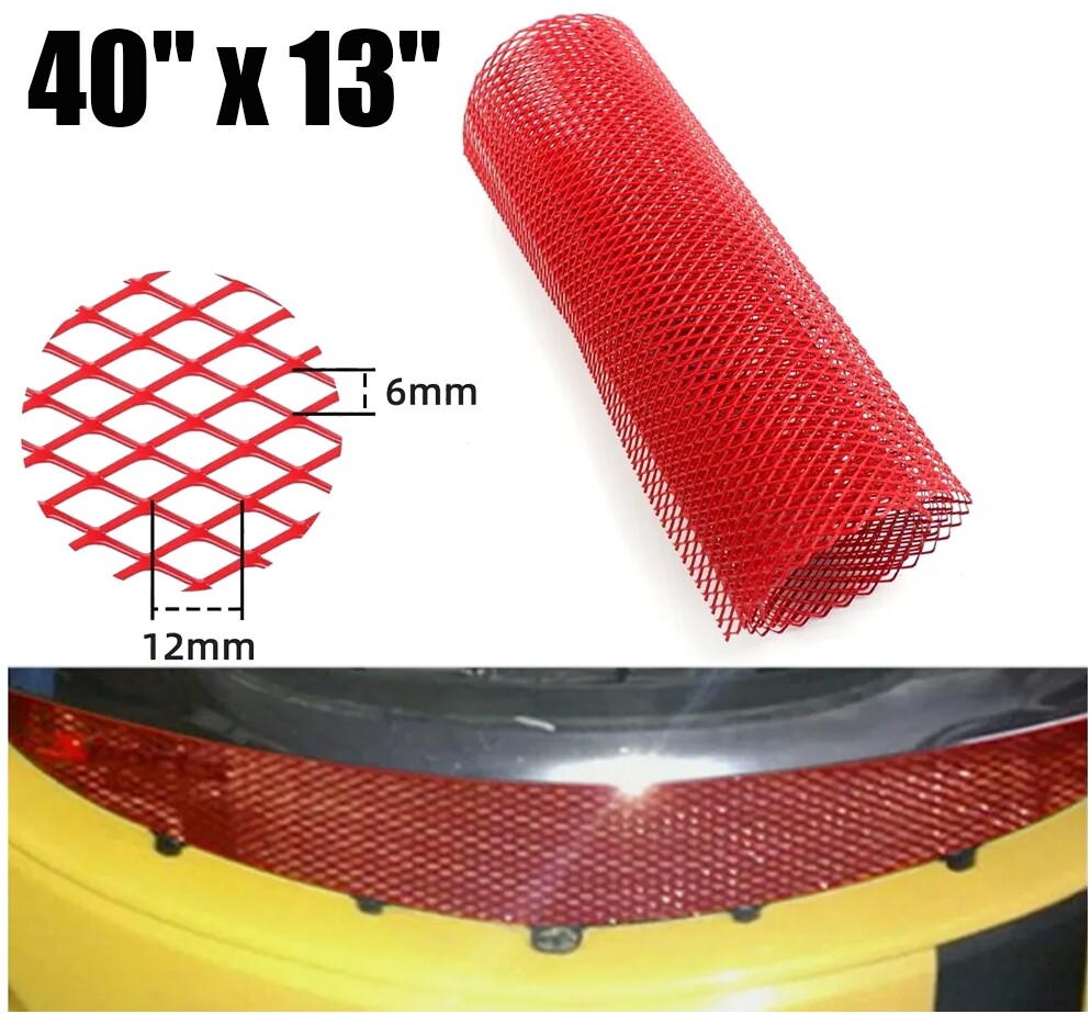 100x33cm Aluminium Racing Car Bumper Grille Grill Mesh Net Vent Red Diamond Hole
