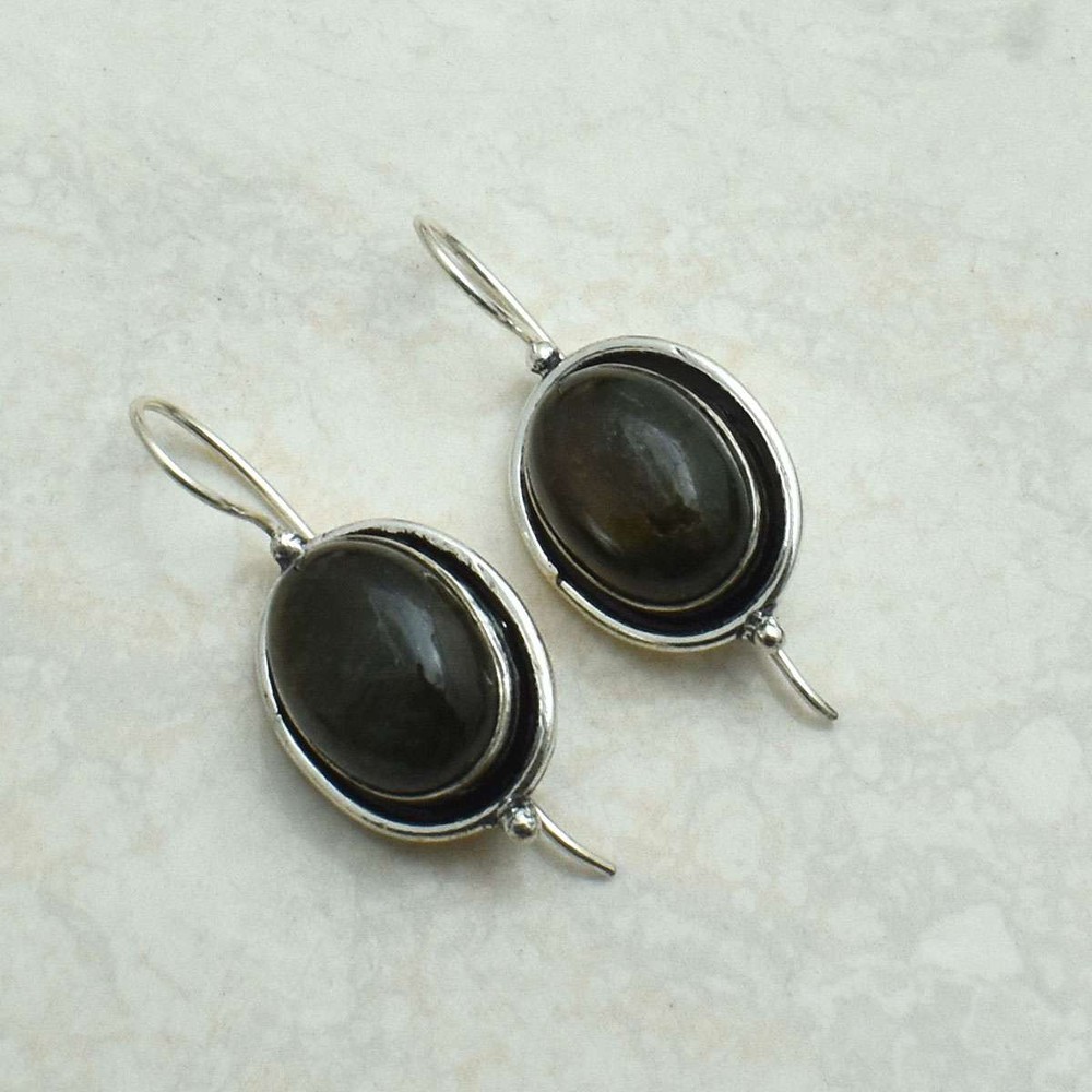Black Onyx Gemstone Handmade Drop Dangle Earrings Jewelry Gift 1.36