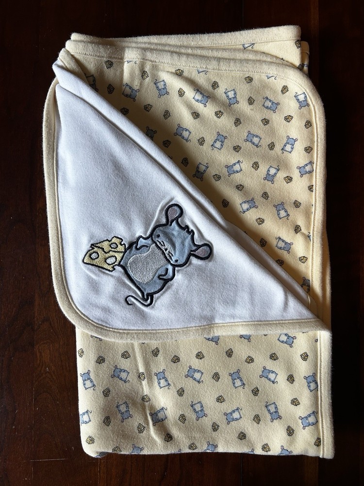 2000 Gymboree Mouse And Cheese Y2K Blanket Yellow White