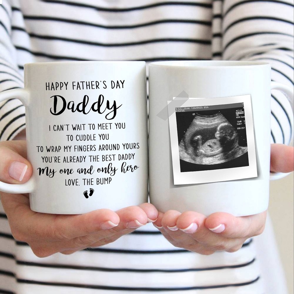 Feliz Día del Padre Papá No Puedo Esperar Para Conocerte Taza Bebé Ultrasonido Taza Papá Gi