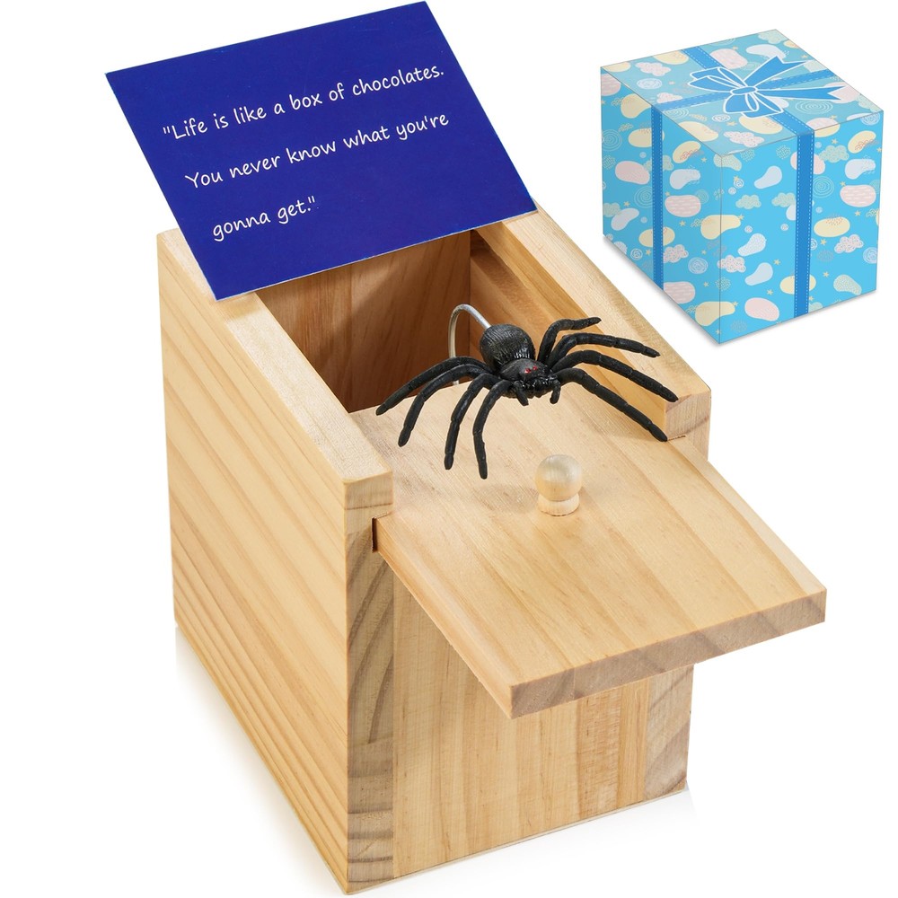 Spider Prank Box for Adults and Kids, Funny Wooden Box Spider Prank Toy, Hila...