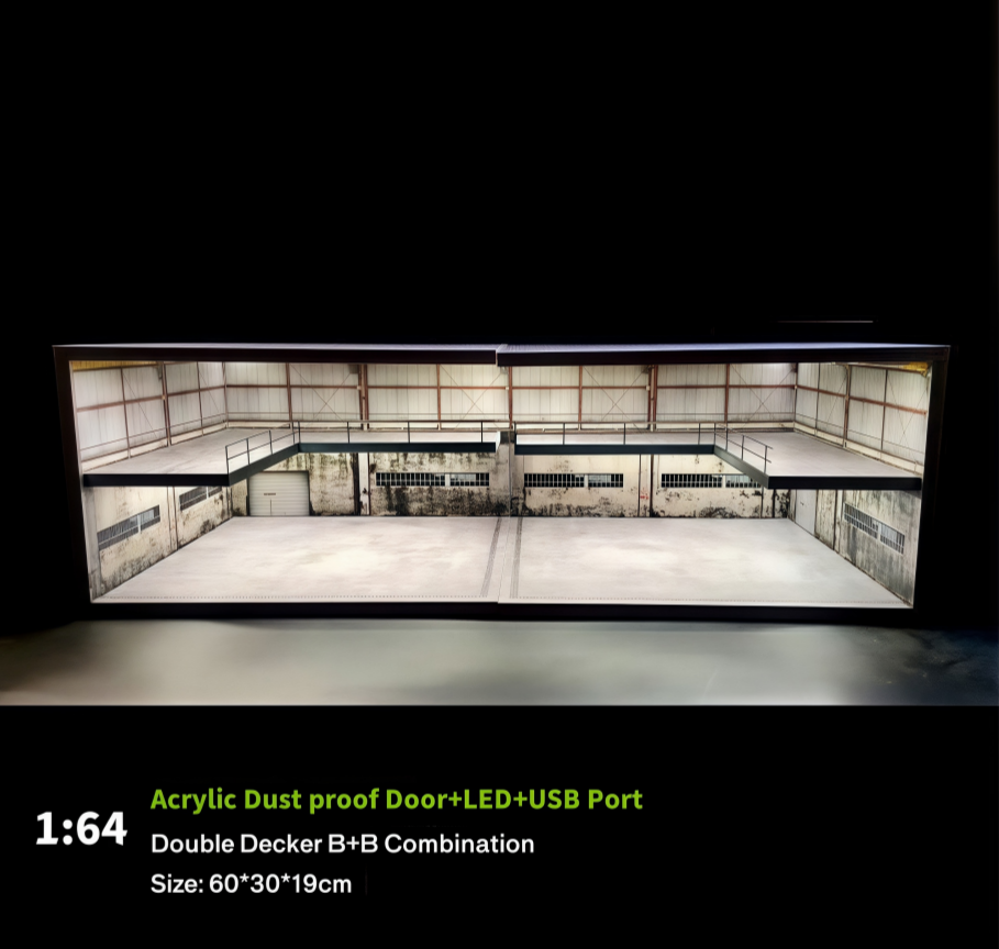 1/64 Diorama LED Car Garage Model with Spacious Parking Lot Scene