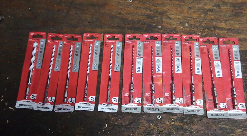 Milwaukee Concrete Bits (11 Bits) Variety Of Sizes